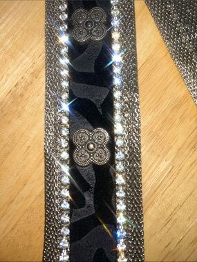 Luxurious Nanni Hand Made in Italy Metal & Leather Belt w/ Swarovski Crystals